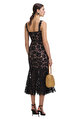 Black Fine Lace Midi Elbise
