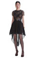 Black Dot Mesh Mini Elbise