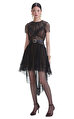 Black Dot Mesh Mini Elbise