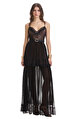 Black Dot Mesh Tiered Maxi Elbise