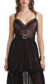 Black Dot Mesh Tiered Maxi Elbise