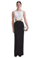 Black And White Crepe Maxi Elbise