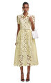 Yellow Lace Collared Midi Elbise