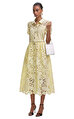 Yellow Lace Collared Midi Elbise