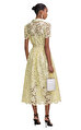 Yellow Lace Collared Midi Elbise
