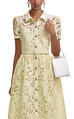 Yellow Lace Collared Midi Elbise