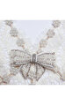 Cream Fine Lace Pearl Midi Elbise