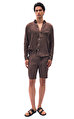 Portufin ii Single Pleated Linen Short Brown Şort