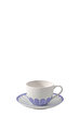 Fleur Bleu Mavi Porselen Kahve ve Çay Fincan Tabağı