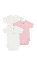 Kısa Kollu Baskılı Pamuklu  Bebek Body Seti 3' lü