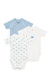 Kısa Kollu Baskılı Pamuklu  Bebek Body Seti 3' lü