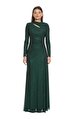 Green Rhinestone Mesh Cut Out Maxi Elbise