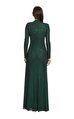 Green Rhinestone Mesh Cut Out Maxi Elbise