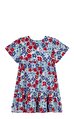 Çiçek Baskılı Kısa Kollu Pamuklu Çocuk Elbise