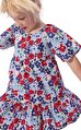Çiçek Baskılı Kısa Kollu Pamuklu Çocuk Elbise