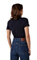 İkonik Düz Kısa Kollu Kadın Lacivert Tişört