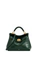 Yeşil Lucia Klasik Vegan Deri Dokuma El Çantası