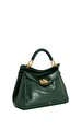 Yeşil Lucia Klasik Vegan Deri Dokuma El Çantası