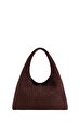 Kahverengi Laura Dokuma Vegan Deri Omuz Çantası